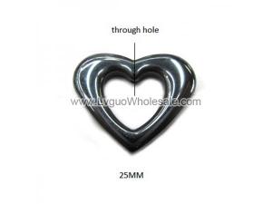Hematite Hollow Heart 25mm Pendant,Top Drilled